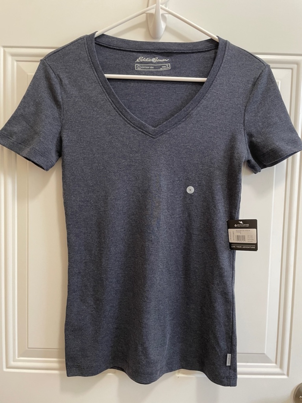 Eddie Bauer Women's V-Neck Short Sleeve Tee - Heather Dark Blue